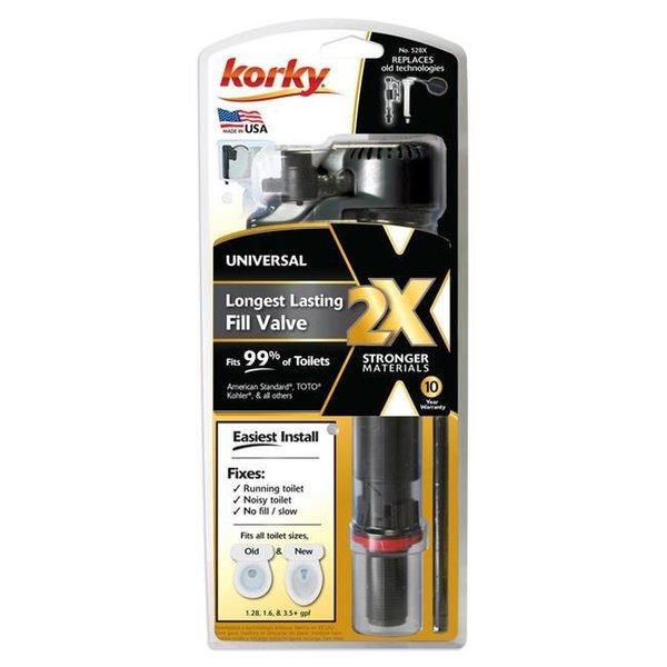 Korky Korky 4007424 2X Plastic & Rubber Toilet Fill Valve for Universal; Black 4007424